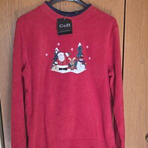 Women's C&B by Croft & Barrow New Christmas Fleece top Med., Red